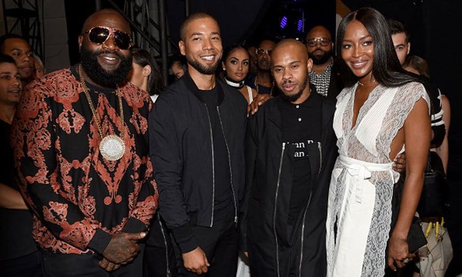 Rick Ross, Jussie Smollett, Shayne Oliver and Naomi Campbell posed together at the Hood By Air fashion show during New York Fashion Week.
Photo: Nicholas Hunt/Getty Images for New York Fashion Week: The Shows