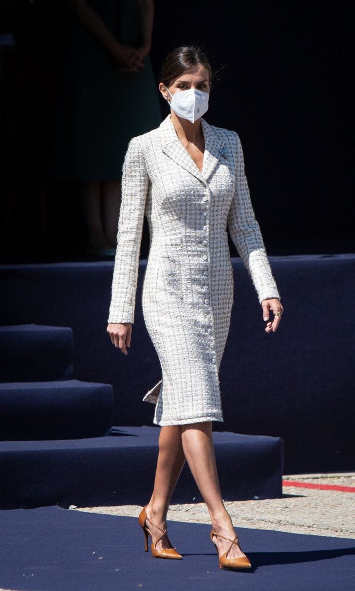 The Spanish royal recycled the dress on May 7