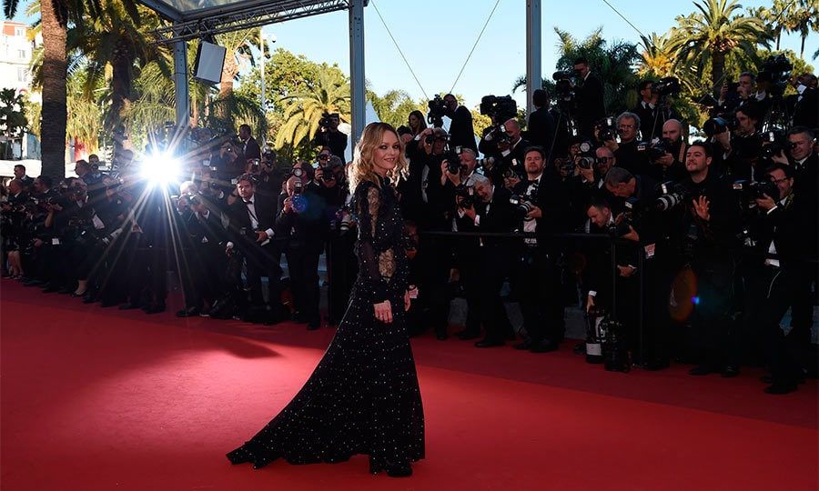 Vanessa Paradis looked effortlessly chic as she glided along the red carpet at the <i>Mal de Pierres</i> premiere. The actress chose an unique sheer black spotted dress for the event.
<br>Photo: Getty Images