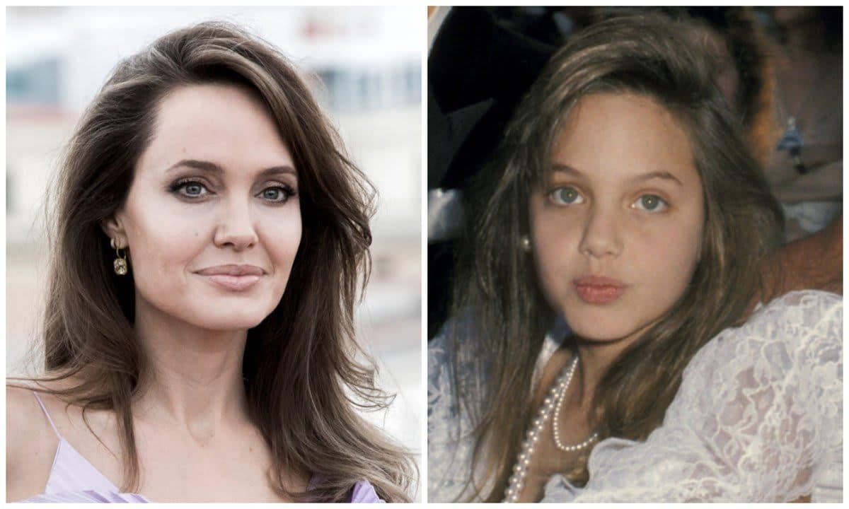 Angelina Jolie currently has a darker hair color; she had light brown hair as a child
