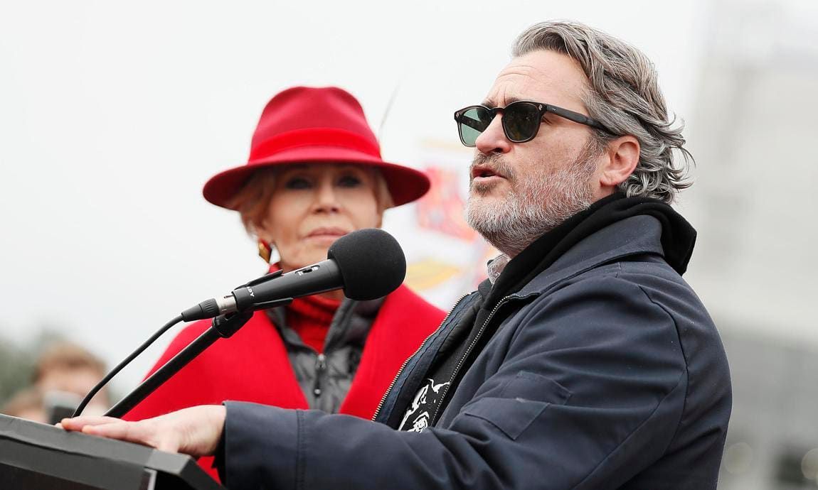 Joaquin Phoenix and activist Jane Fonda