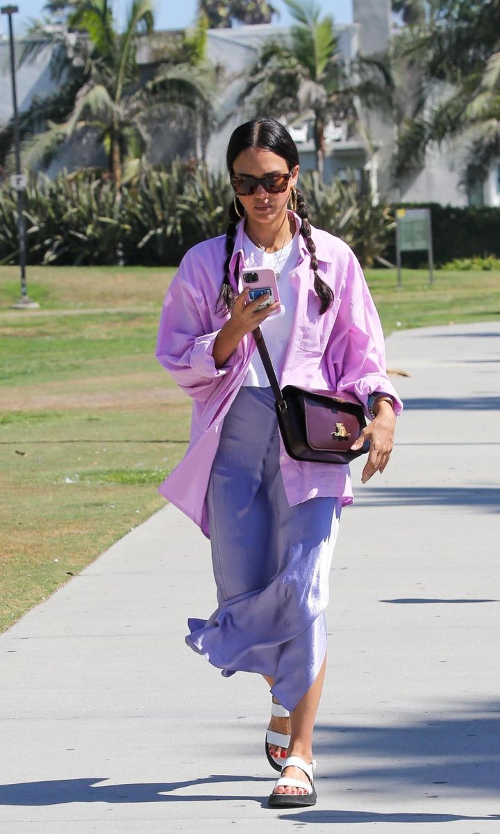 Actress-turned-businesswoman Jessica Alba and her husband Cash Warren attend her daughter Honor her tennis game in Santa Monica.