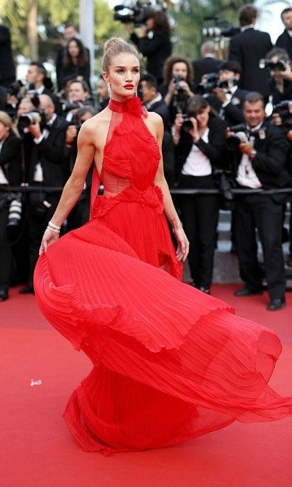 Rosie Huntington-Whiteley looked gone with the wind fabulous in a flowy red gown for the <I>The Unknown Girl</i> premiere.
<br>
Photo: Andreas Rentz/Getty Images