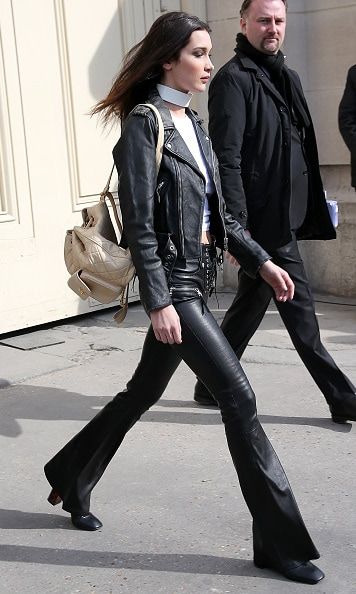 Bella Hadid showed off her model-off-duty style leaving the Chanel show.
<br>
Photo: Getty Images