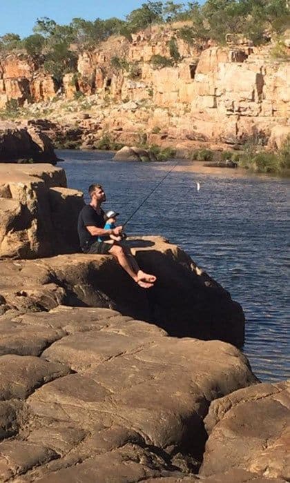 Boys bonding time! Chris and his two-year-old son Tristan enjoyed some boys alone time when they went fishing together. The father and son duo were sent out to "bring home dinner" for the family.
<br>
Photo: Instagram/@elsapatakyconfidential