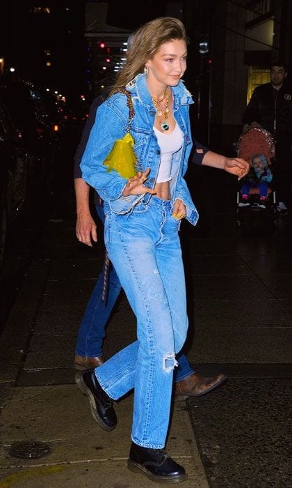 celebrity double denim trend