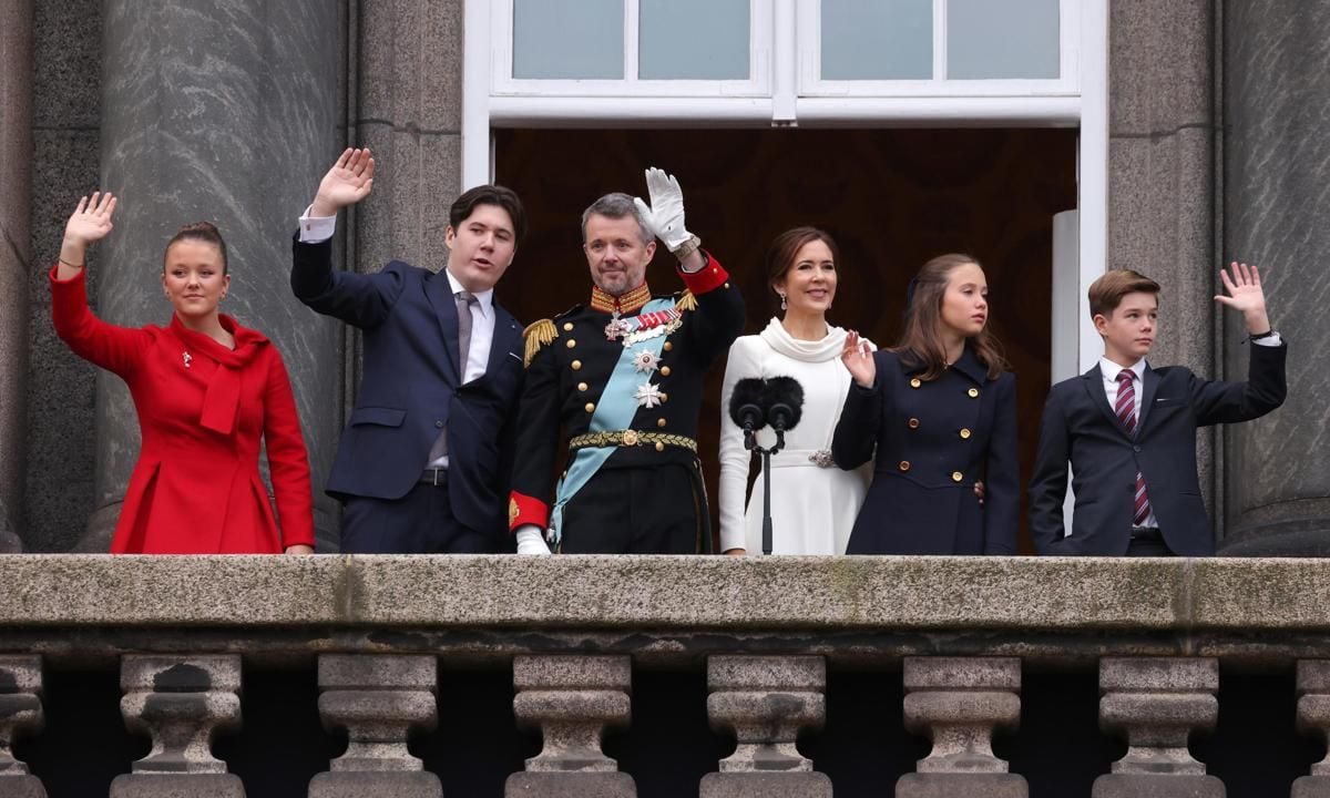 The King of Denmark was joined by his wife and kids on the balcony of Christiansborg Palace on Jan. 14