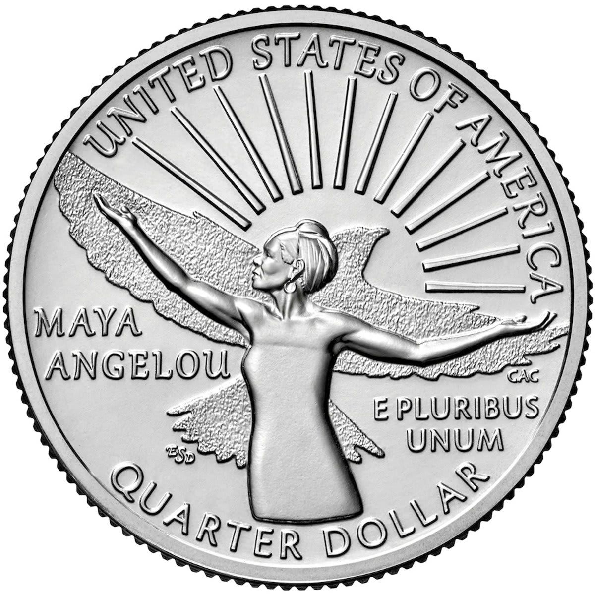 The quarter honoring Maya Angelou was designed by Emily Damstra and sculpted by Craig A. Campbell.