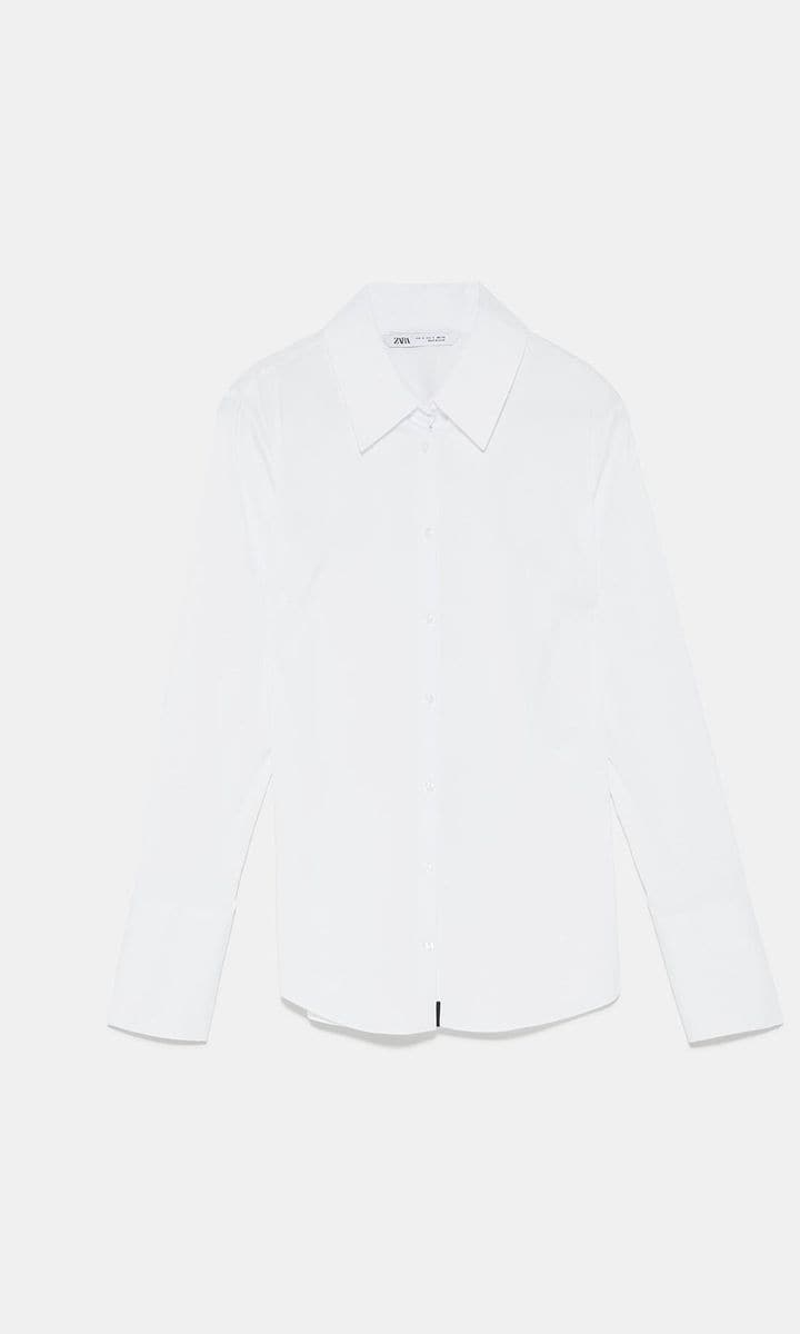 Camisa blanca manga larga Zara