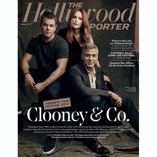 George stars on the cover of The Hollywood Reporter with <i>Suburbicon</i> stars Matt Damon and Julianne Moore.
Photo: The Hollywood Reporter