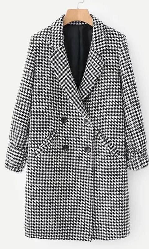 Shein coat in houndstooth print