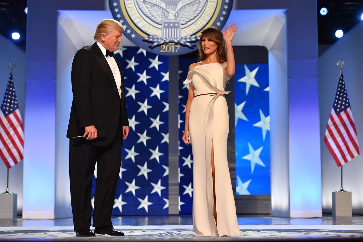 President Donald Trump and First Lady Melania Trump arrive at the Freedom Ball 