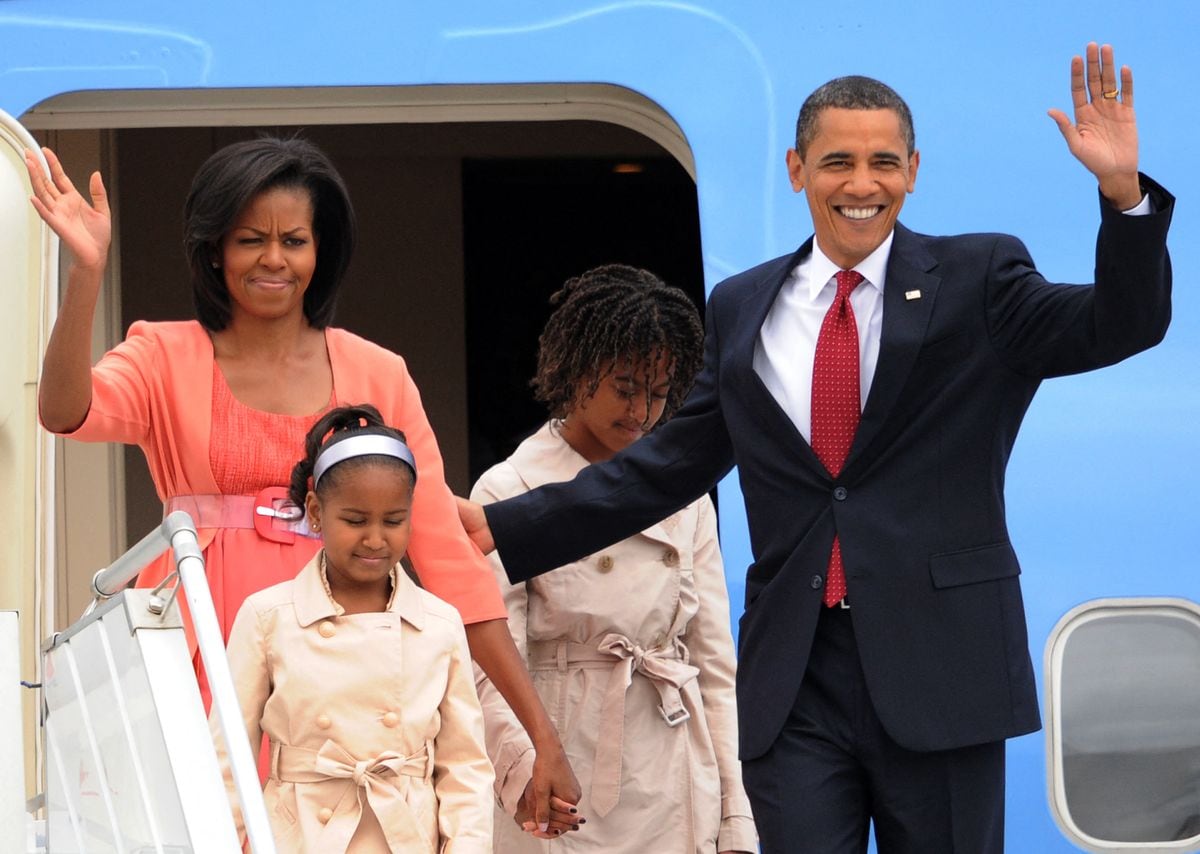 The Obama family arrives in Moscow on July 6, 2009