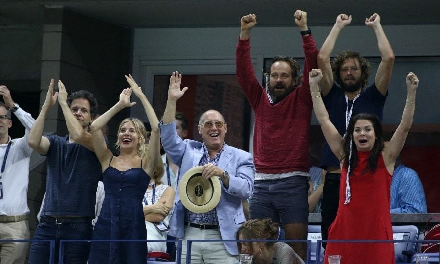 And the crowd goes wild! Bennett Miller and Sienna Miller, James Spader, Debra Messing and Peter Sarsgaard let out a big cheer during the men's final.
Photo: Jean Catuffe/GC Images