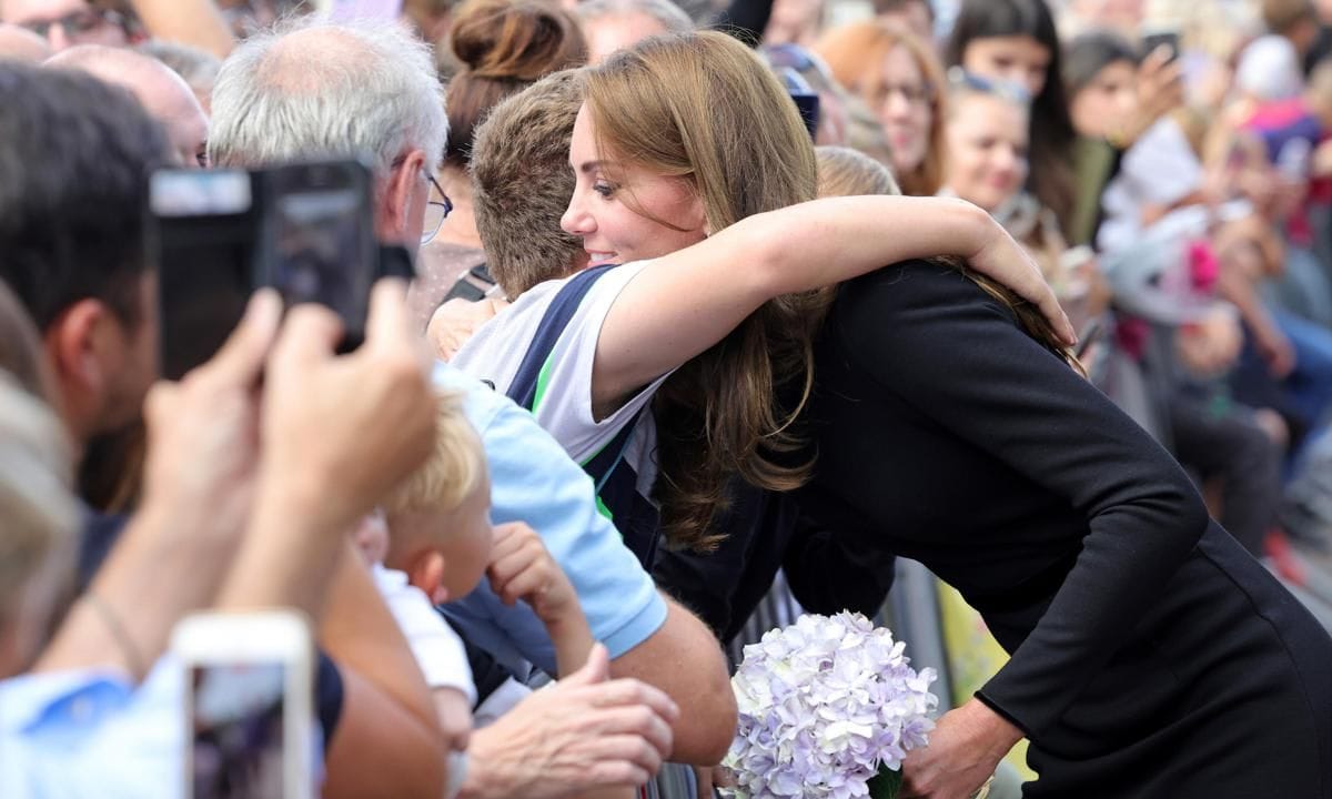 A hug for the Princess of Wales.