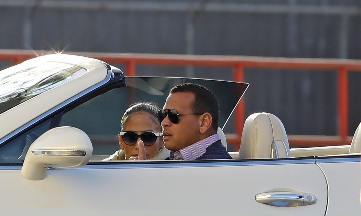 Jennifer Lopez and Alex Rodriguez going for a drive