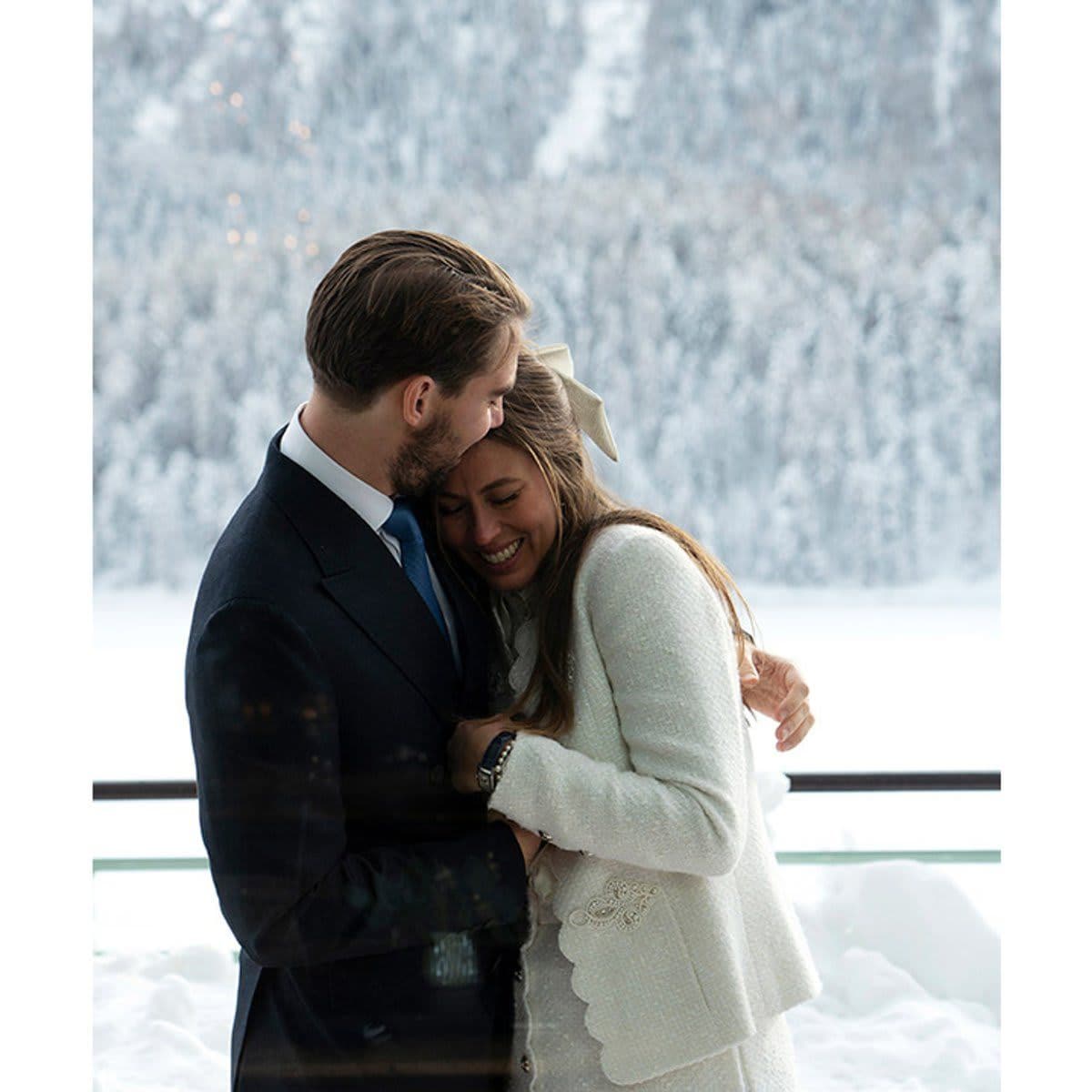 The wedding took place in snowy St. Moritz