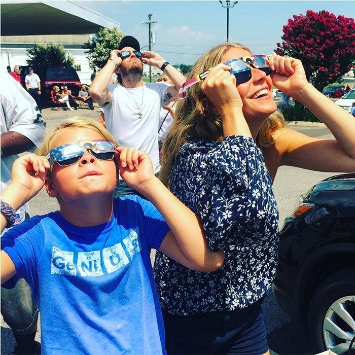 TOTAL ECLIPSE WITH THE STARS
On August 21, skies darkened from Oregon to South Carolina in the first total solar eclipse visible from coast to coast across the U.S. in 99 years. Gwenyth Paltrow and son Moses, 11, were among those who donned protective sunglasses to take in the rare phenomenon.
Photo: Instagram/@gwynethpaltrow