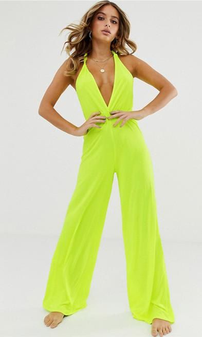 Neon yellow plunge neck slinky from Asos