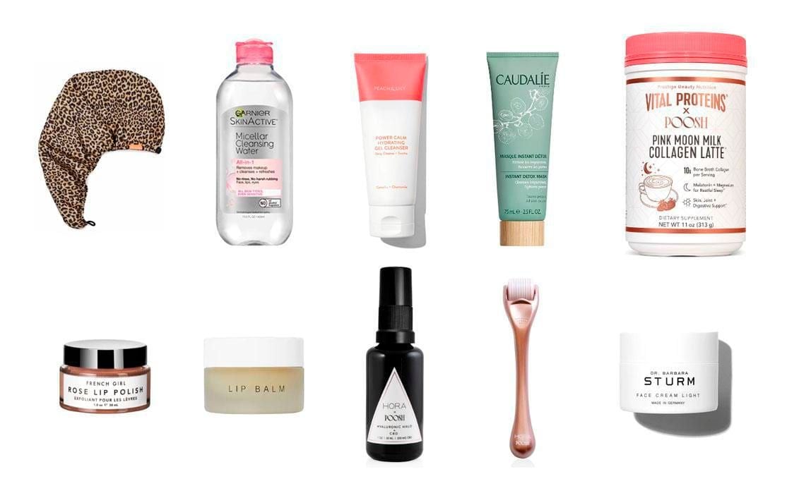 Collage of Kourtney Kardashian’s beauty products