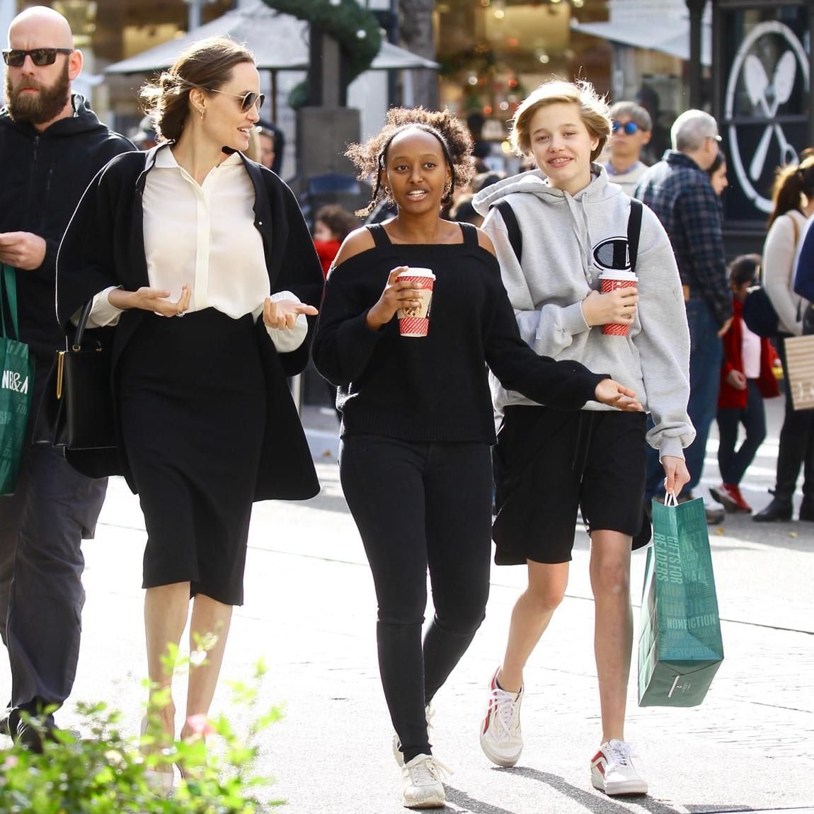 Angelina Jolie and daughters Zahara and Shiloh