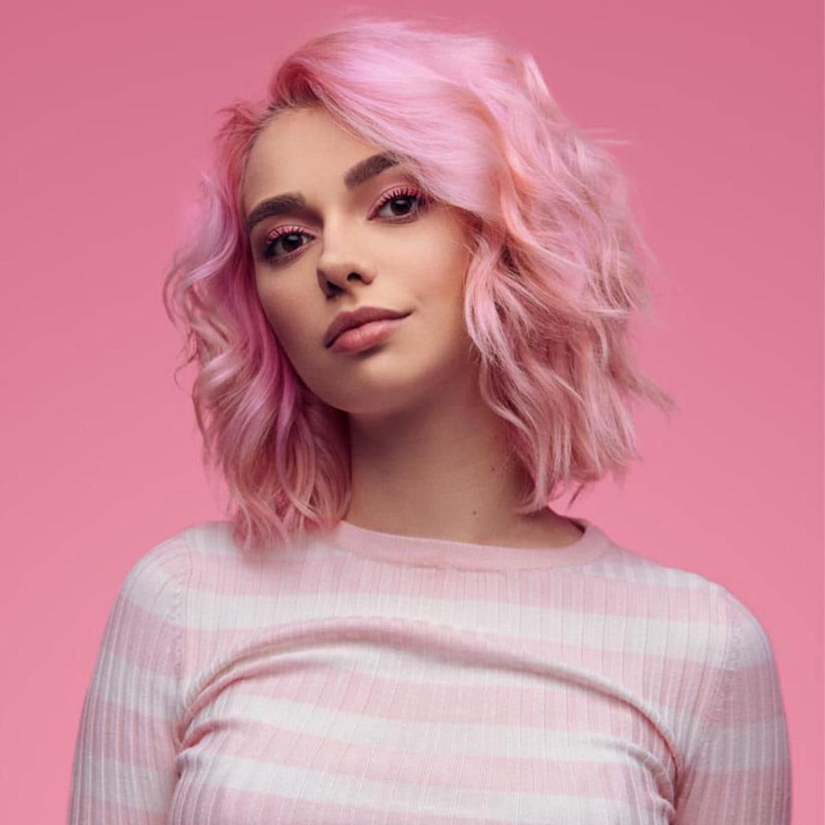 Girl with pink hair