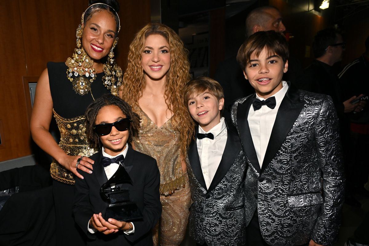 Alicia Keys, Genesis Ali Dean, Shakira, Sasha and Milanattend the 67th Annual GRAMMY Awards 