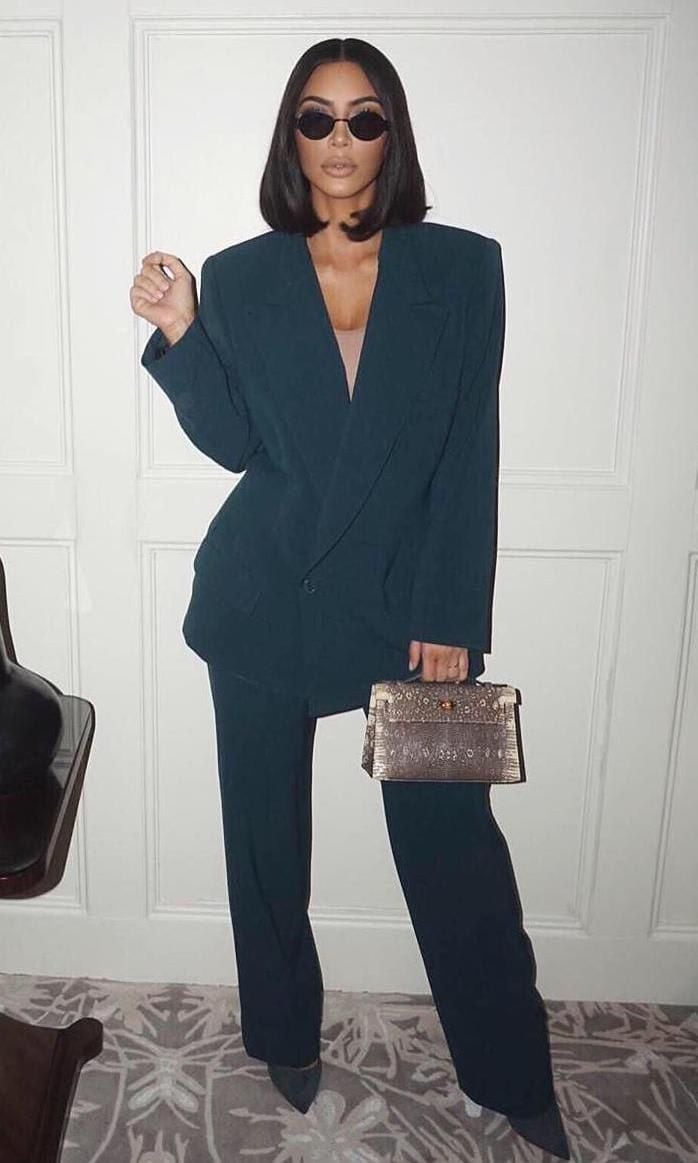 Kim Kardashian in an oversized suit by Vetements