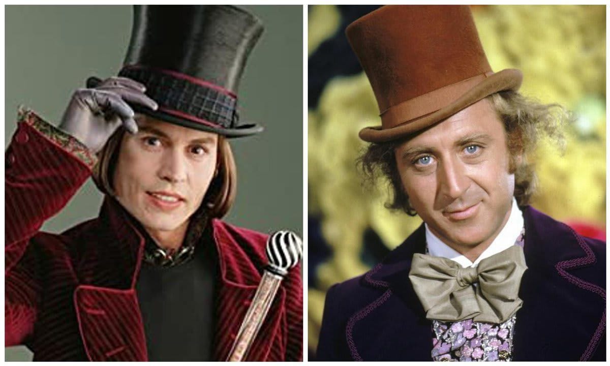 Johnny Depp and Gene Wilder as Willy Wonka