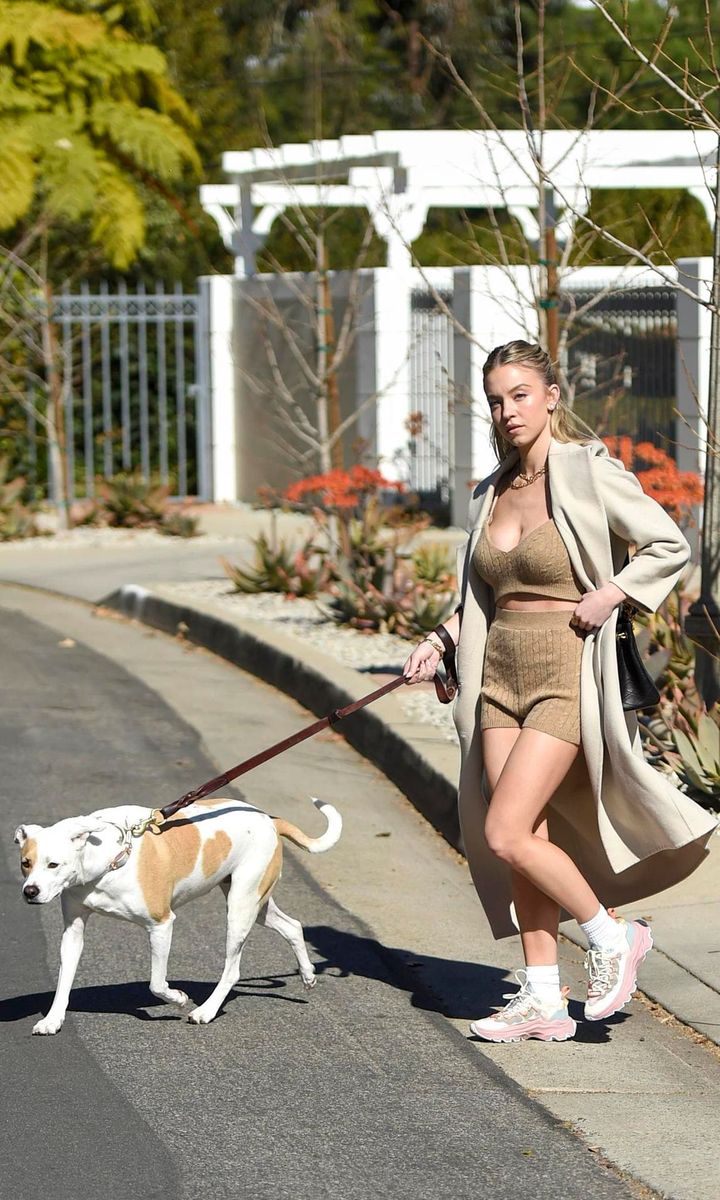 Euphoria star, Sydney Sweeney walks her dog in LA