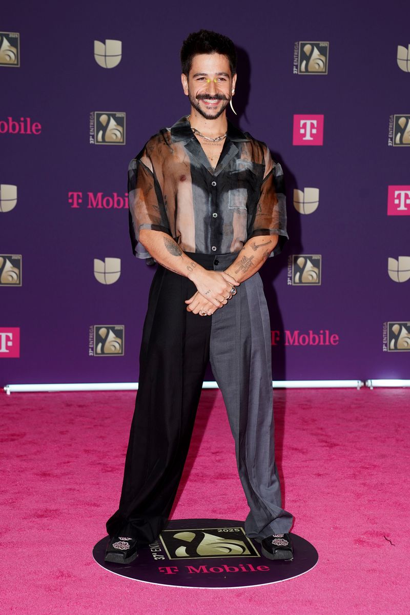 MIAMI, FLORIDA - FEBRUARY 20: Camilo attends Univision's 37th Premio Lo Nuestro at Kaseya Center on February 20, 2025 in Miami, Florida. (Photo by Sergi Alexander/Getty Images) 