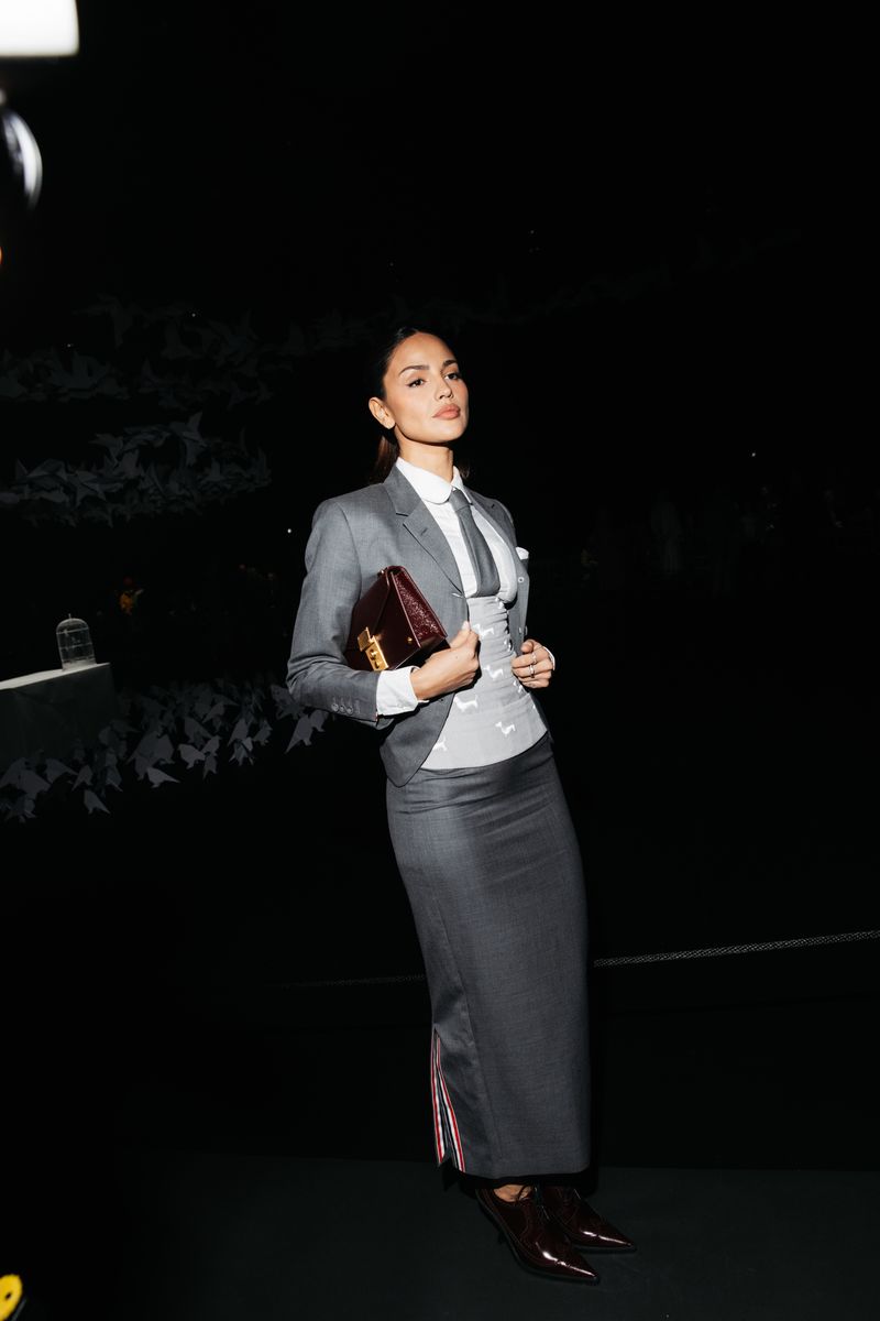 Eiza González & Peso Pluma stun in Thom Browne’s monochrome signature style