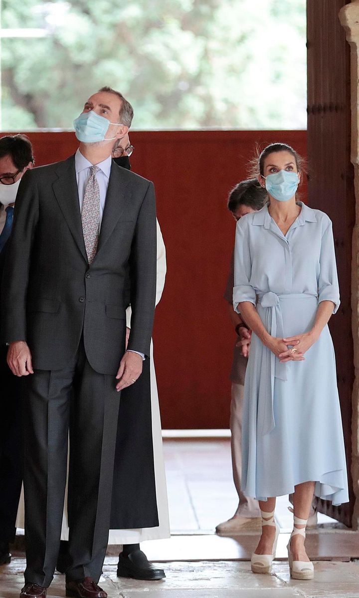 Queen Letizia recycled her Pedro del Hierro dress for the trip on July 20