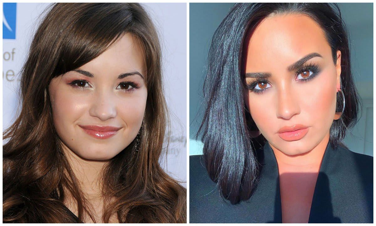 Demi Lovato and her before and after makeup