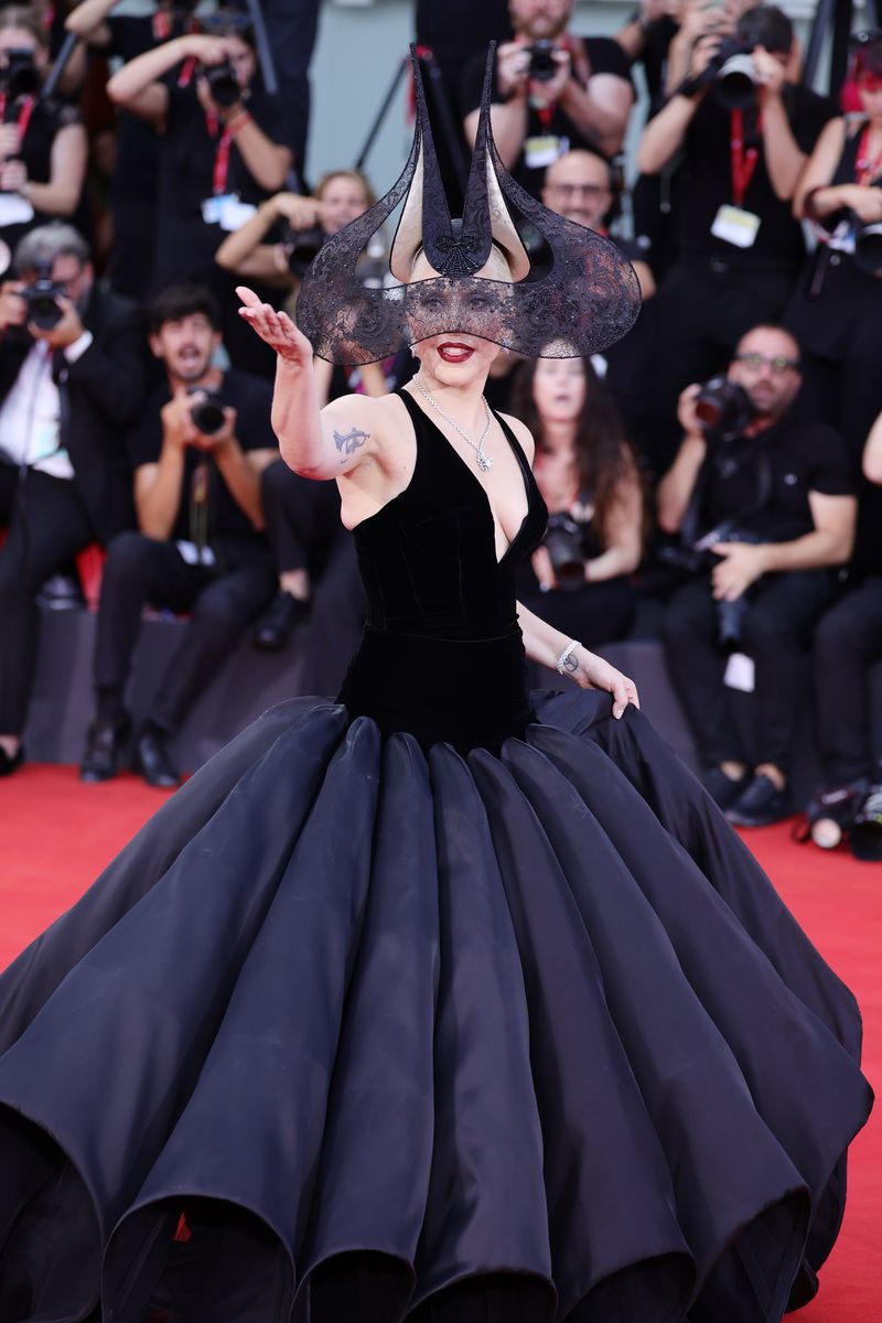 Lady Gaga attends the "Joker: Folie Ã  Deux" red carpet during the 81st Venice International Film Festival