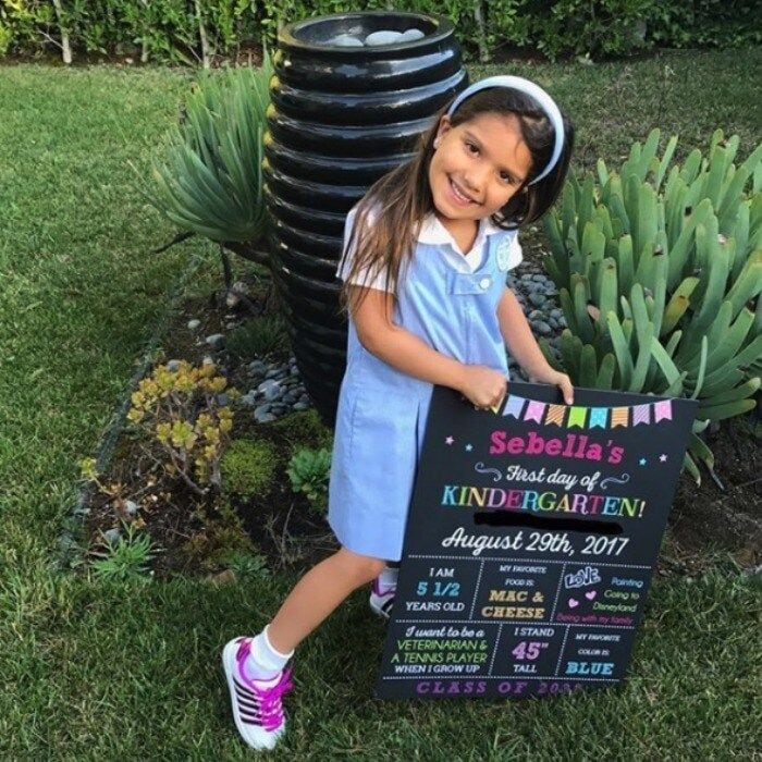 Roselyn Sanchez and Eric Winter
Roselyn and Eric's little girl Sebella was an adorable sight in her school uniform. The pregnant actress got emotional as she sent her and Eric's five-year-old off to kindergarten.
Alongside the photo, Roselyn wrote: "Today is a very special day! Our beloved Sebella and her first day of Kindergarten! Lord ... time flies! May God bless you my beautiful girl and this is the beginning of a new stage in your life that will give you happiness, learning, leadership, good friends and many successes! We adore you #sebelicious #yacreciomibebe."
Photo: Instagram/@roselyn_sanchez