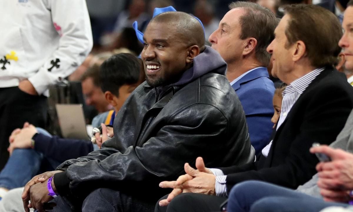 Kanye West and son watch game with Golden State Warriors co owners