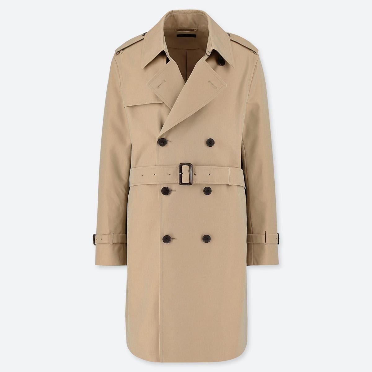 Double-breasted khaki trench coat