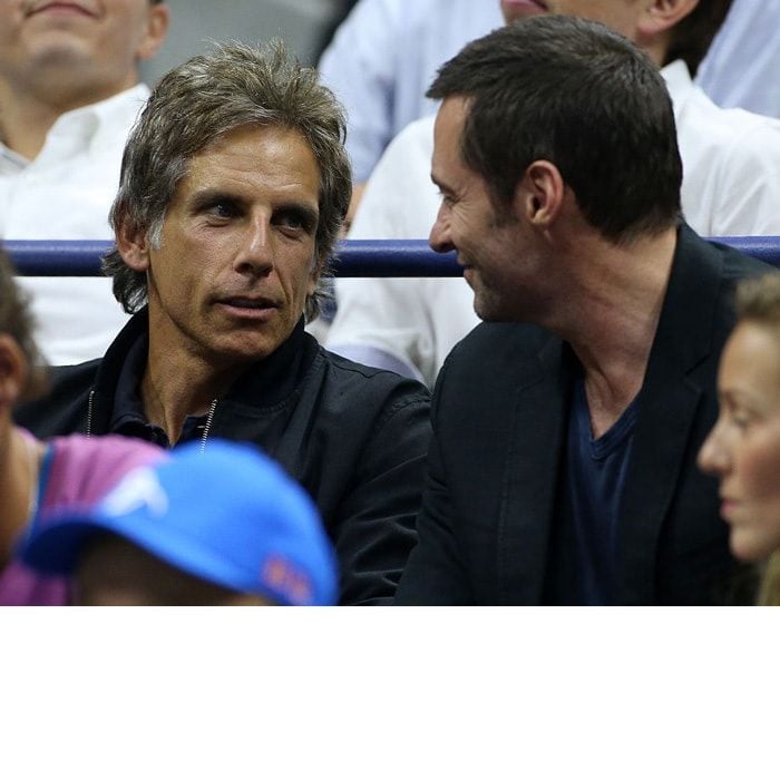 Derek Zoolander meets the Wolverine! Ben Stiller and Hugh Jackman attended the quarter final match between Novak Djokovic and Jo-Wilfried Tsonga on day 9 of the US Open.
Photo: Jean Catuffe/GC Images