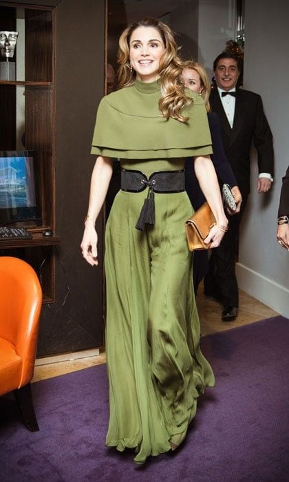 Queen Rania of Jordan looked effortlessly chic donning a green jumpsuit by the label, which she accessorized with a black tasseled belt, to receive the Foreign Press Association's Humanitarian Award in London.
Photo: Balkis Press/ABACA ABACA/PA Images