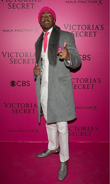 November 30: Nick Cannon rocked a pink turban with a matching tie at the 2016 Victoria's Secret Fashion Show Pink carpet photocall at Le Grand Palais in Paris, France.
Photo: Marc Piasecki/WireImage