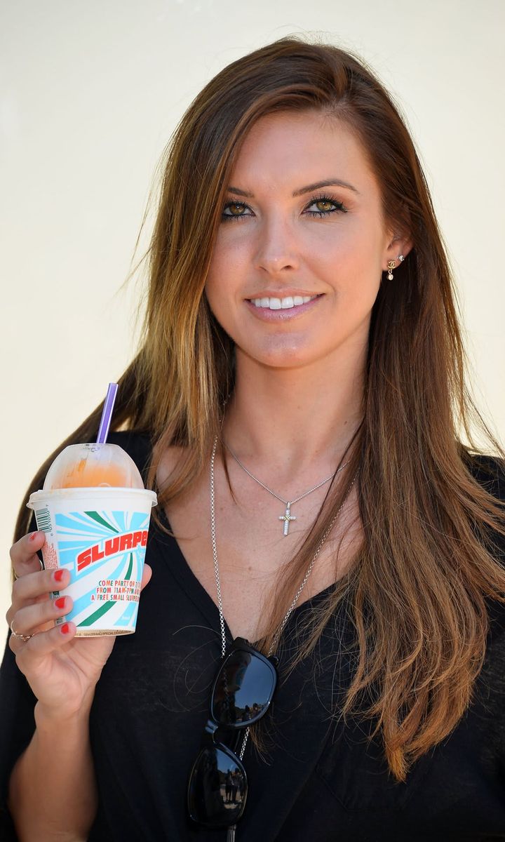 Audrina Patridge posing at 7-Eleven's 86th Birthday In Malibu