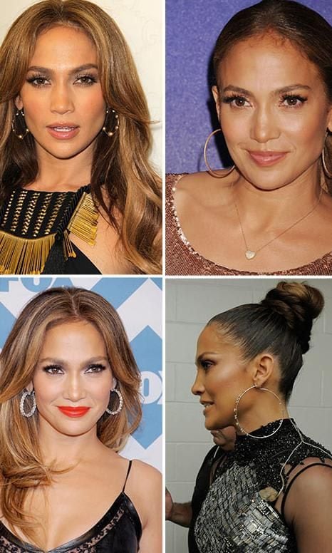 Collage Jennifer Lopez with hoops