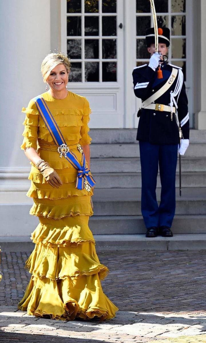 The Dutch Queen recycled a mustard yellow gown for Prince's Day 2020