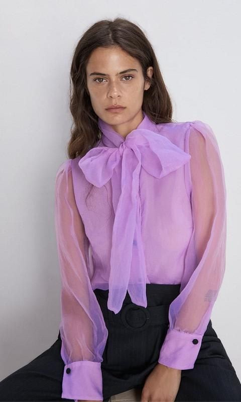 Organza Blouse With Tie de Zara