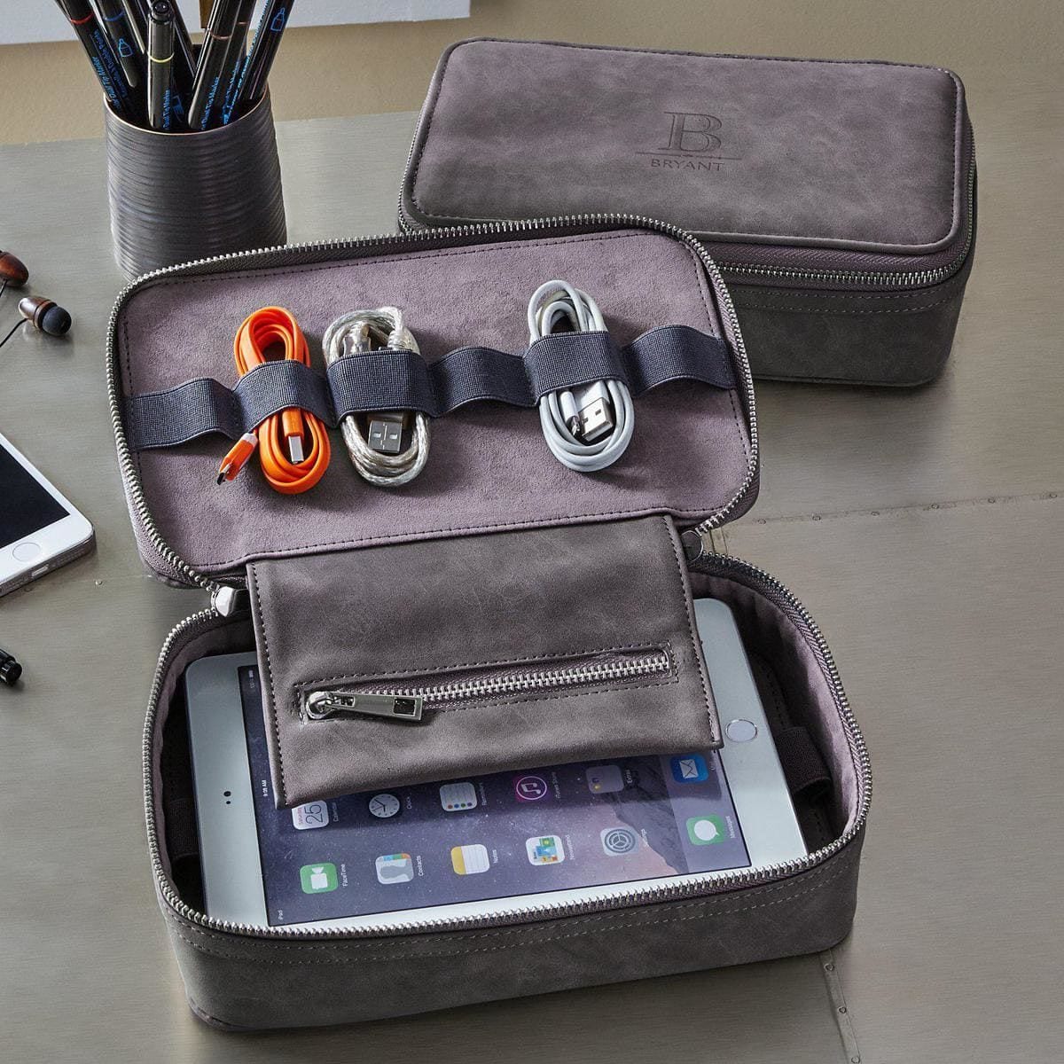 On The Go Leather Tech Organizer by Personal Creations