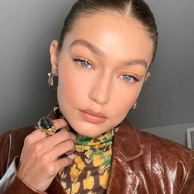 Gigi Hadid with floating yellow eyeliner