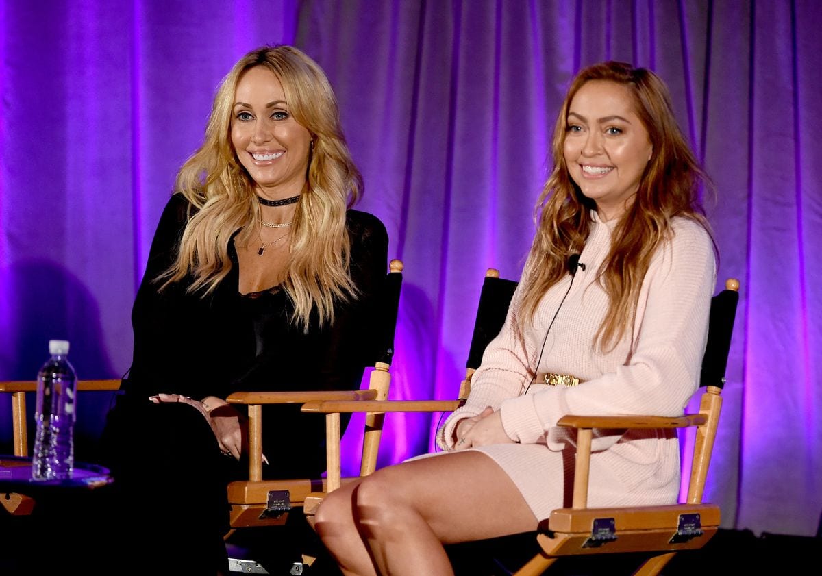   TV personalities Tish Cyrus (L) and Brandi Cyrus of "Cyrus vs. Cyrus: Design and Conquer" speak onstage during the 2017 NBCUniversal Summer Press Day 