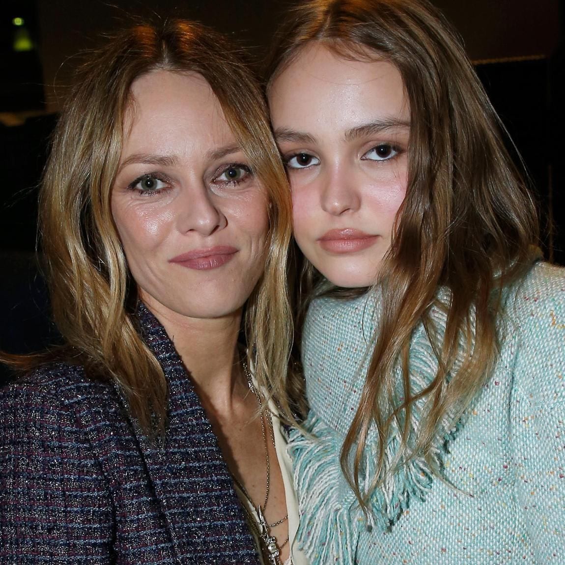 Vanessa Paradis and her daughter Lily-Rose Depp attend the Chien premier in Paris