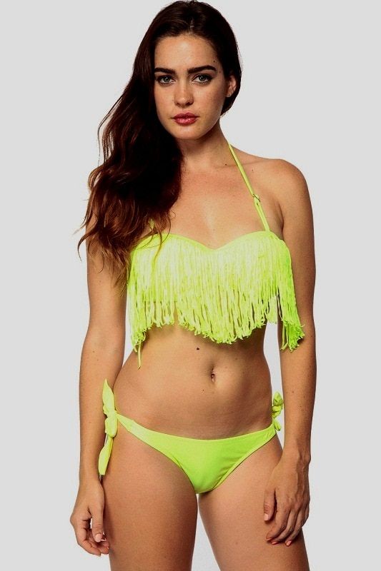 Neon bikini with fringe Cicihot